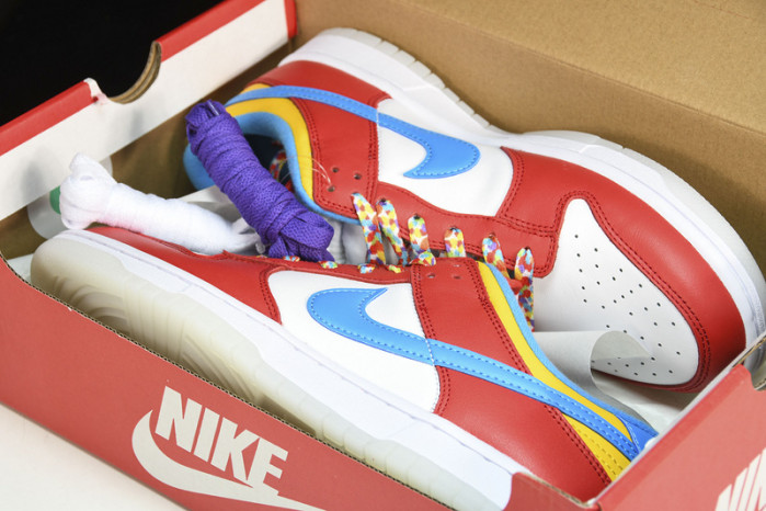 lebron james x nike dunk low fruity pebbles dh8009-600