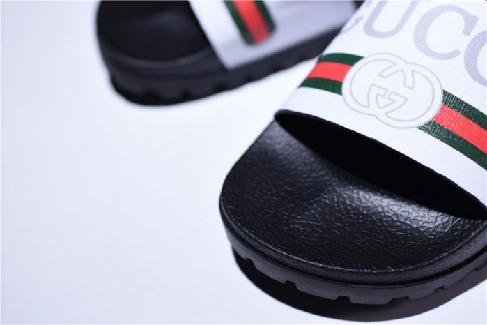 gc leather slide sandal black with gg logo mens